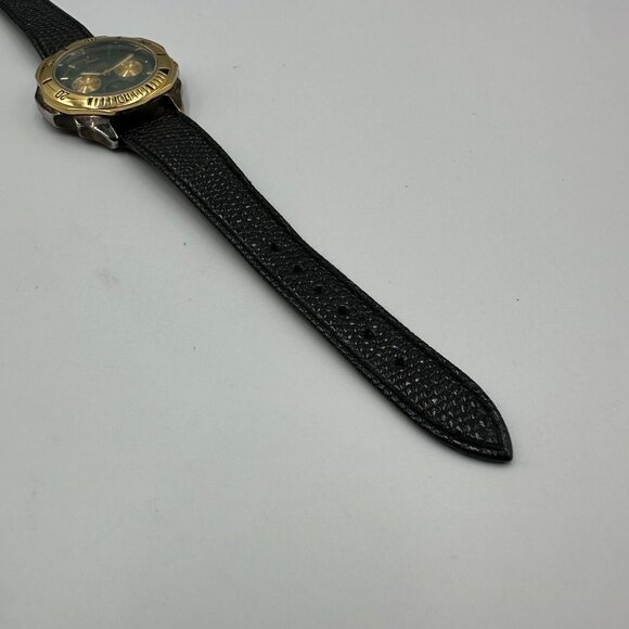 Vintage Guess Moon Phase Watch Men Gold Silver Tone Green Dial New Battery 8" - Picture 6 of 11